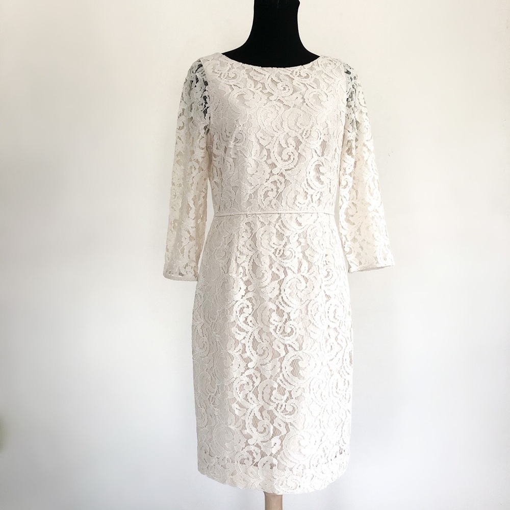 JCrew Cream Lace Evening Dress